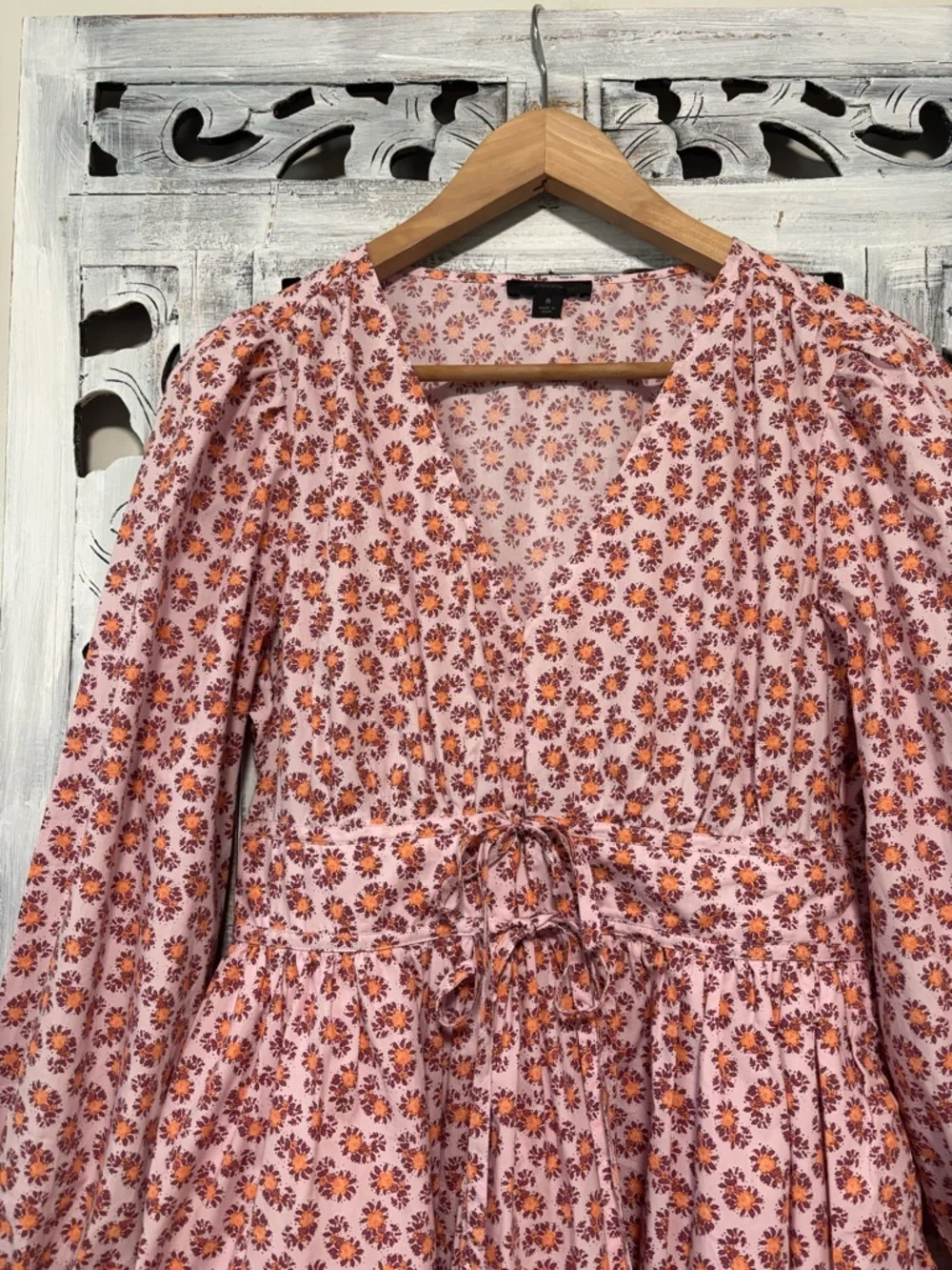NEW J. Crew V Neck Pink Cotton Poplin Peony Paisley Mini Dress